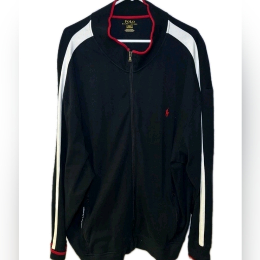 Polo Ralph Lauren Track Jacket Size 3xl Mens Navy Striped Arms Pony Logo Zip